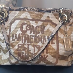 Vintage Coach Snake Skin & Zebra Summer Style Cream and Gold Women's Bag